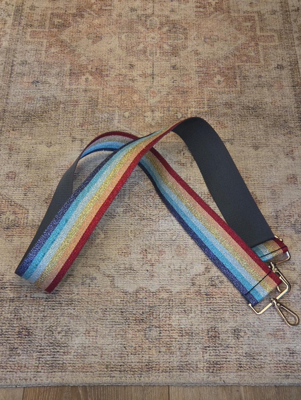 Adjustable Rainbow Stripe Bag Strap - Multicolor